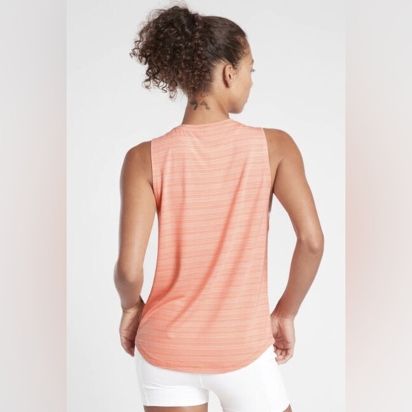 Athleta Cloudlight Striped Muscle Tank size Small - coral pink orange stripe - Picture 2 of 7